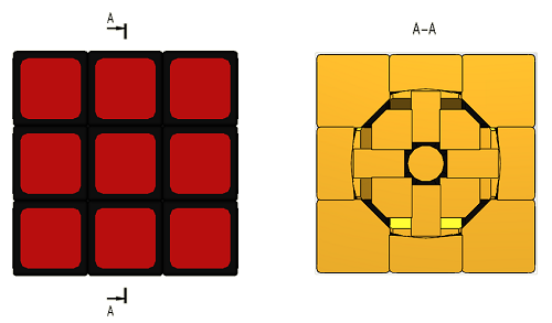 Разрез на чертеже на примере Кубика Рубика