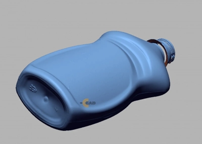 полигональная сетка пластиковой бутылки после 3д сканирования вид снизу